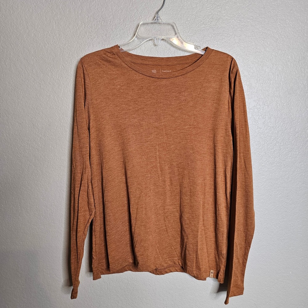 Tentree Treeblend Womens Large Long Sleeve T-Shirt Rust Brown Heathered